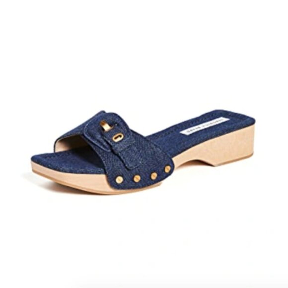 New NWOT Veronica Beard Davina Denim Wooden Heel Clog Sandals Eclipse 6M $330 - Picture 4 of 15